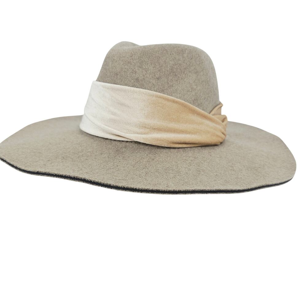 San Diego Hat Gray Felt WIde Brim Fedora Hat Boho Chic Bohemian Festival OS